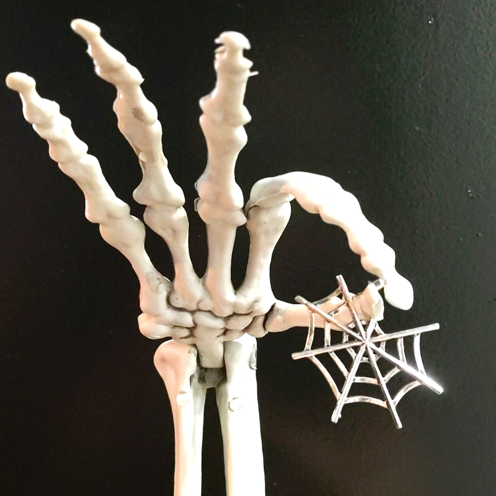 Awesome silver spider web "hoop" Gothic earrings